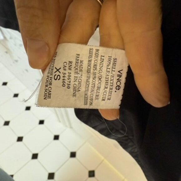 Vince Women’s Black Leather Moto Biker Jacket XS Full Zip Authentic - Picture 5 of 8